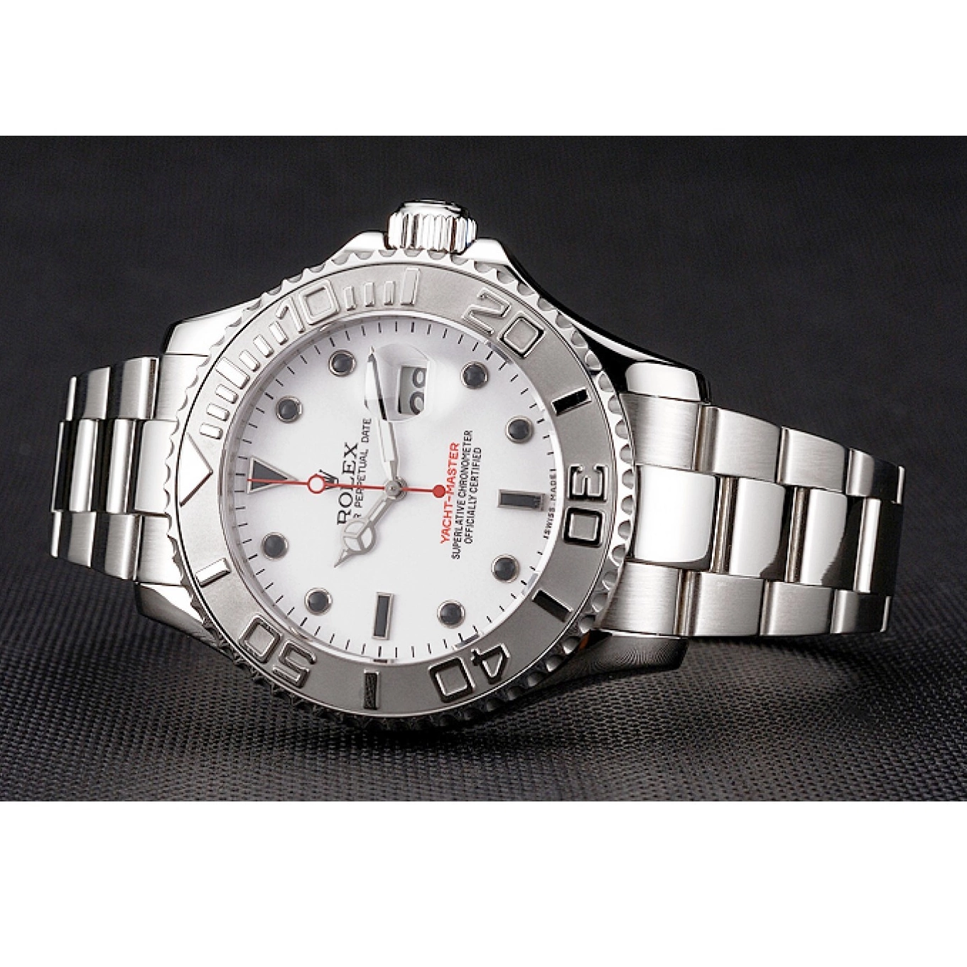 Best AAA Replica Sites Dial Stainless Case Rolex White Yacht-Master Bracelet And Steel 0517